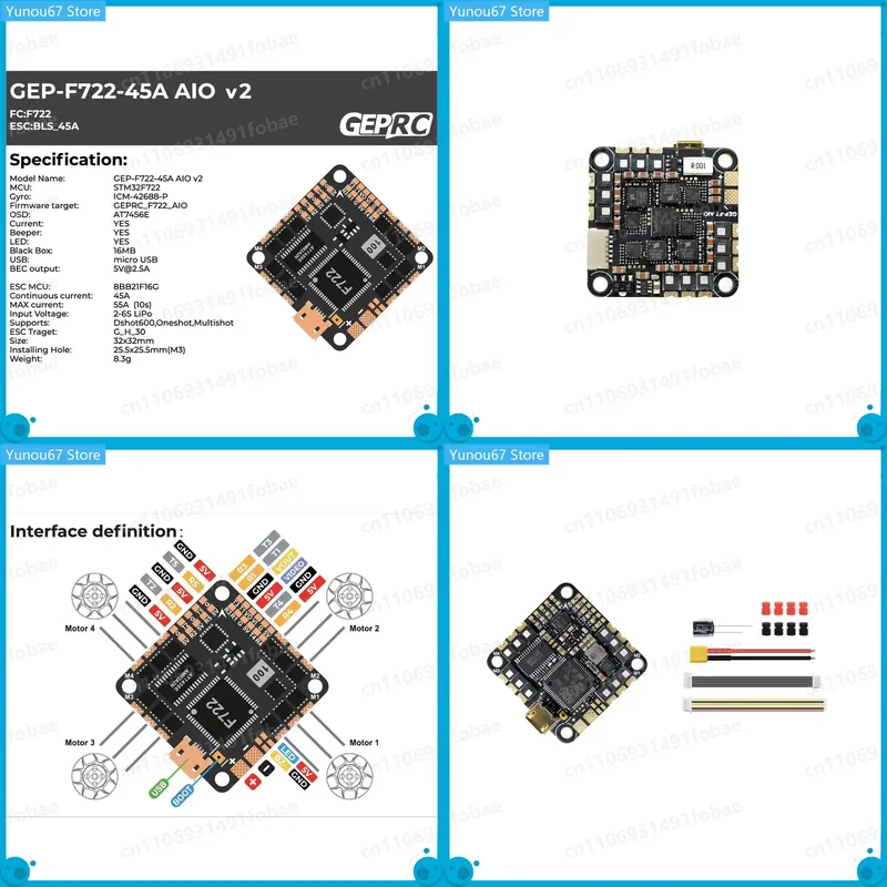 Drone Racing Esc - GEPRC GEP-F722-45A AIO V2 uçuş kontrolörü
